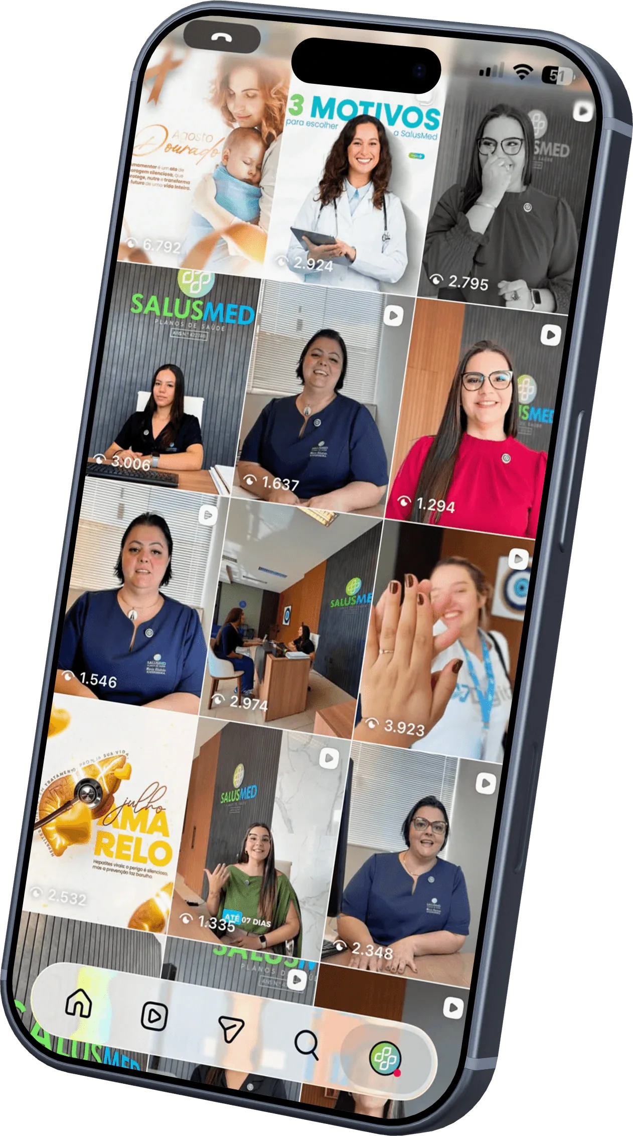 Grade de conteúdo do Instagram da SalusMed